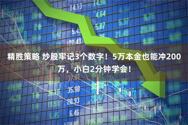 精胜策略 炒股牢记3个数字！5万本金也能冲200万，小白2分钟学会！
