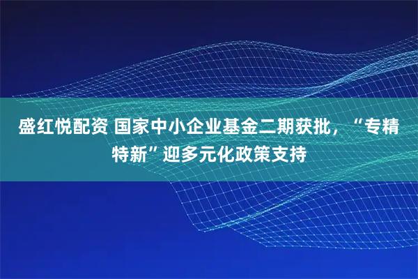 盛红悦配资 国家中小企业基金二期获批，“专精特新”迎多元化政策支持